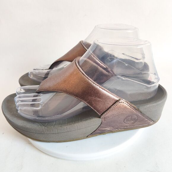 Fitflop Lulu Toning Toe-Post Summer Sandals Womens Size 7 EU 38 Rose Gold - Picture 3 of 6